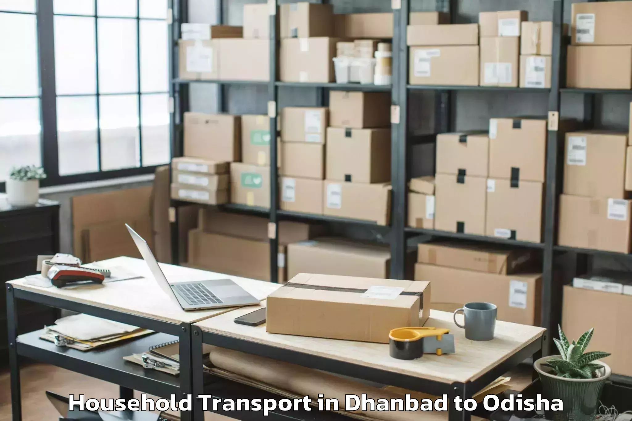 Easy Dhanbad to Komana Household Transport Booking